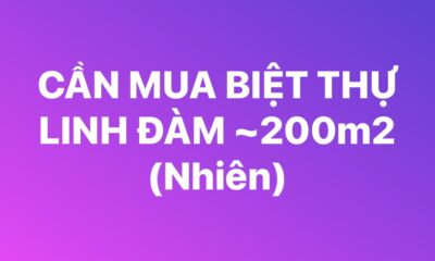 Cần mua biệt thự Linh Đàm, diện tích 200m2 trở lên