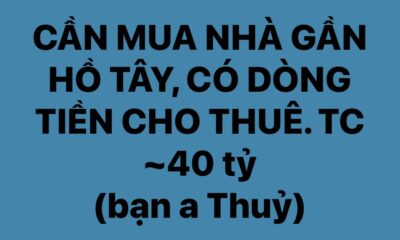 Cần mua nhà khu vực hồ Tây, cho thuê có dòng tiền, tài chính 40-50 tỷ